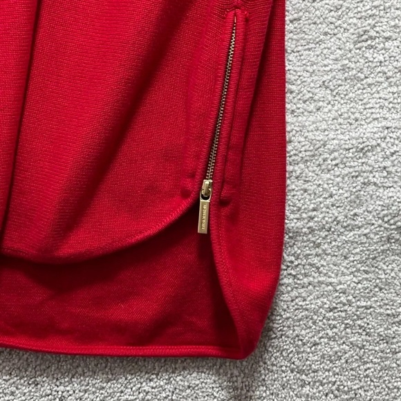 Michael Kors Red Tunic Sweater Long Sleeves With Gold Side Zippers - Picture 9 of 12